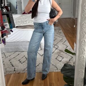 PISTOLA NEW Lexi Mid Rise Bowed Straight Leg Jeans in Aries 29